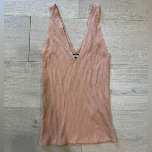 Reformation ribbed tank top in nude